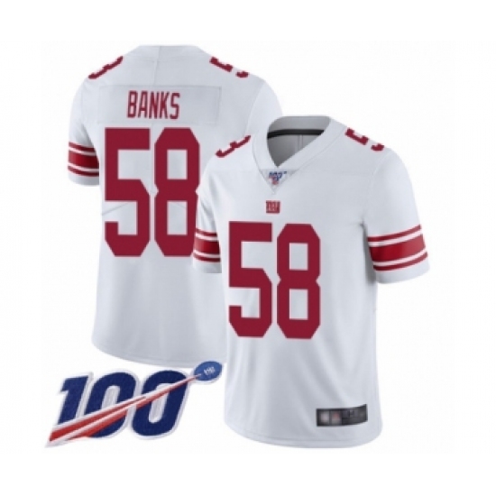 Men's New York Giants 58 Carl Banks White Vapor Untouchable Limited Player 100th Season Football Jersey