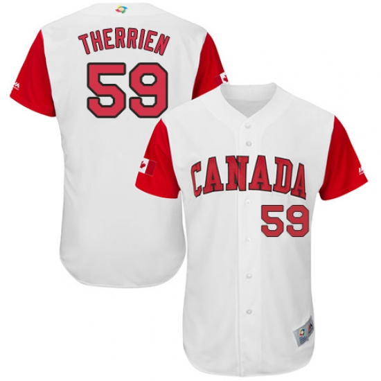 Men's Canada Baseball Majestic 59 Jessen Therrien White 2017 World Baseball Classic Authentic Team Jersey