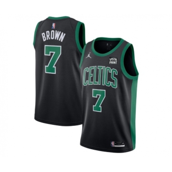 Men's Boston Celtics 7 Jaylen Brown 75th Anniversary Black Stitched Basketball Jersey