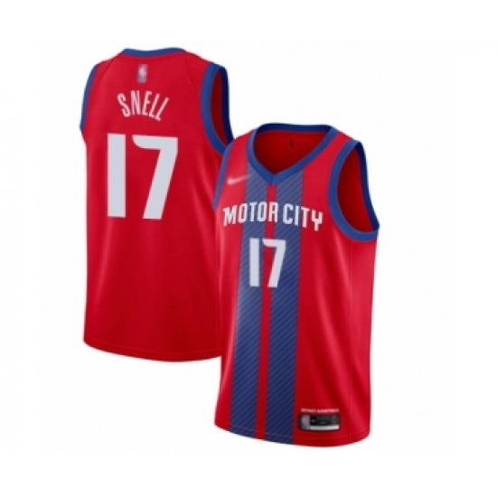 Men's Detroit Pistons 17 Tony Snell Swingman Red Basketball Jersey - 2019 20 City Edition