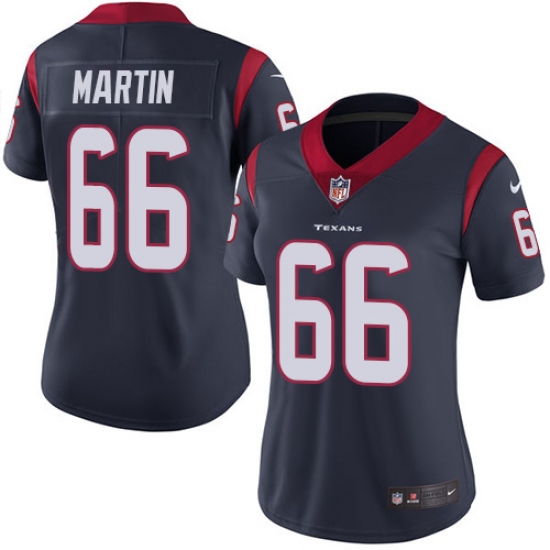 Women's Nike Houston Texans 66 Nick Martin Limited Navy Blue Team Color Vapor Untouchable NFL Jersey