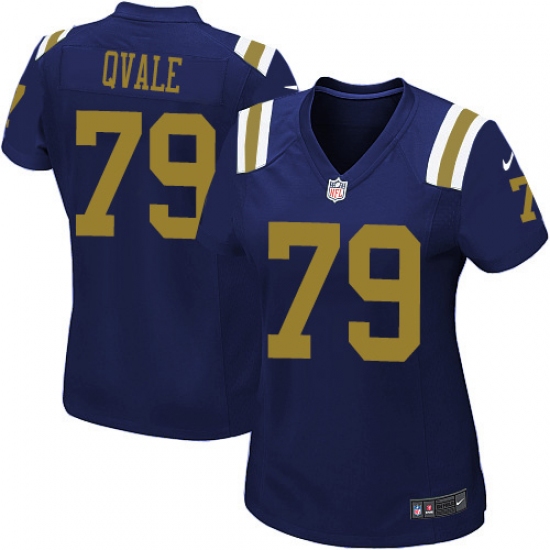 Women's Nike New York Jets 79 Brent Qvale Game Navy Blue Alternate NFL Jersey