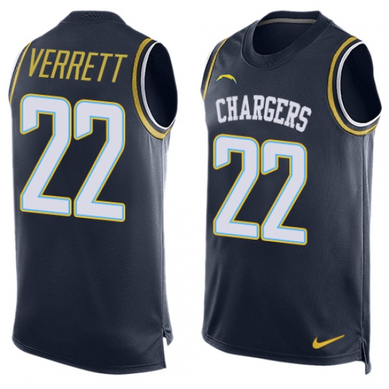 Men's Nike Los Angeles Chargers 22 Jason Verrett Limited Navy Blue Player Name & Number Tank Top NFL Jersey