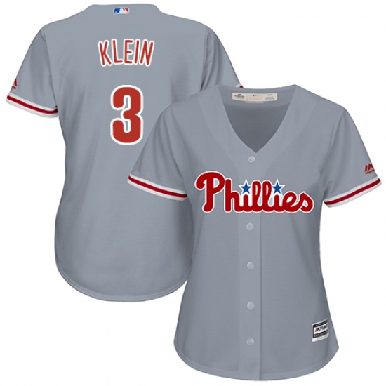 Women's Majestic Philadelphia Phillies 3 Chuck Klein Authentic Grey Road Cool Base MLB Jersey