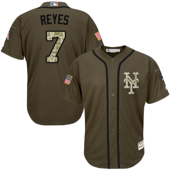 Men's Majestic New York Mets 7 Jose Reyes Authentic Green Salute to Service MLB Jersey