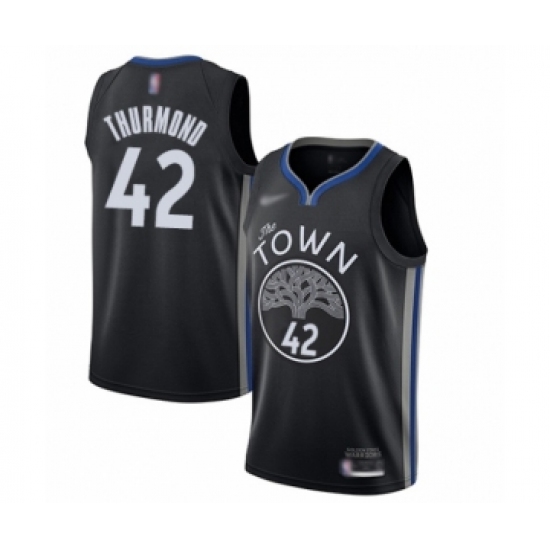 Youth Golden State Warriors 42 Nate Thurmond Swingman Black Basketball Jersey - 2019 20 City Edition