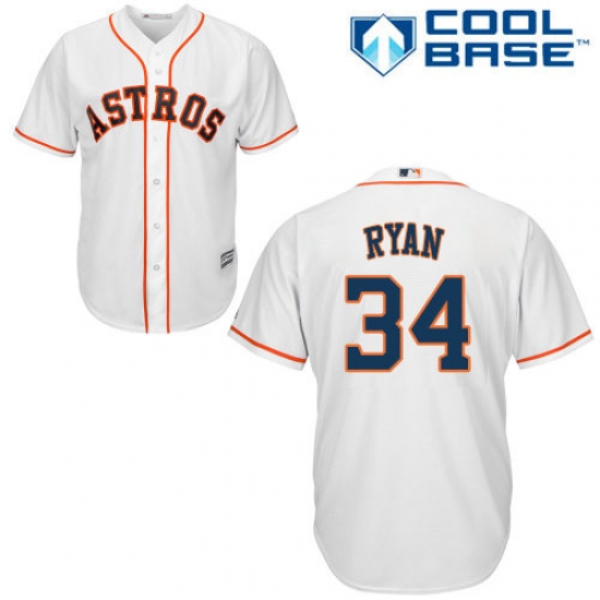 Youth Majestic Houston Astros 34 Nolan Ryan Authentic White Home Cool Base MLB Jersey