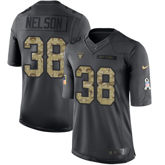 Youth Nike Oakland Raiders 38 Nick Nelson Limited Black 2016 Salute to Service NFL Jersey