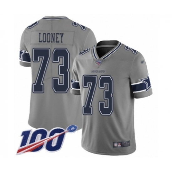Men's Dallas Cowboys 73 Joe Looney Limited Gray Inverted Legend 100th Season Football Jersey