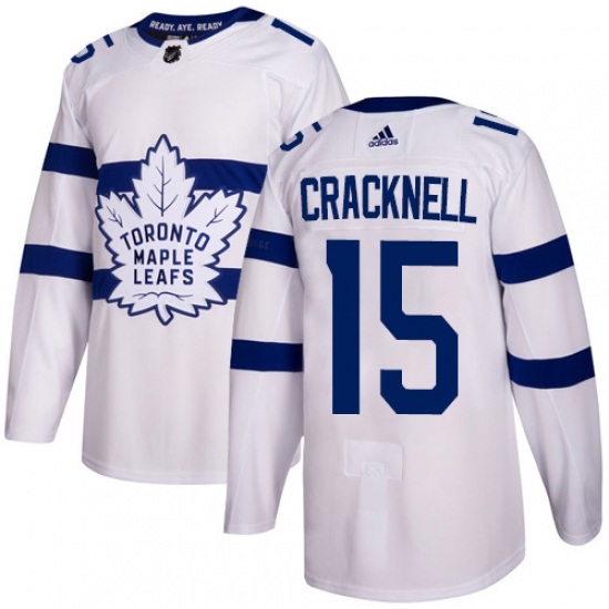 Men's Adidas Toronto Maple Leafs 15 Adam Cracknell Authentic White 2018 Stadium Series NHL Jersey