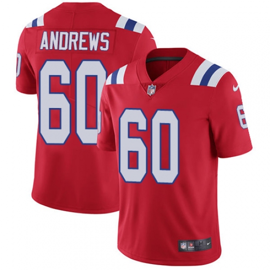 Men's Nike New England Patriots 60 David Andrews Red Alternate Vapor Untouchable Limited Player NFL Jersey