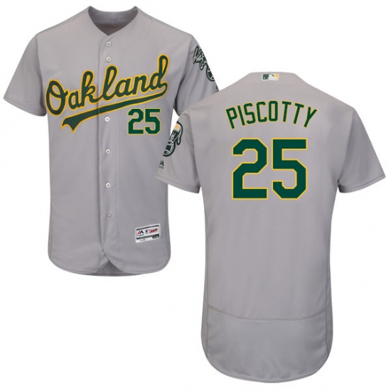 Men's Majestic Oakland Athletics 25 Stephen Piscotty Grey Road Flex Base Authentic Collection MLB Jersey