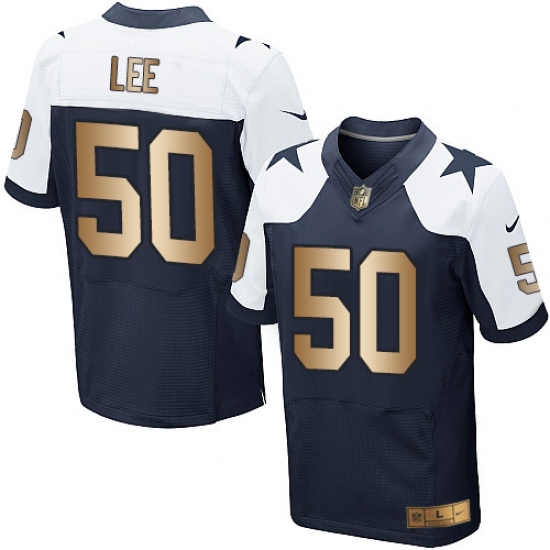 Men's Nike Dallas Cowboys 50 Sean Lee Elite Navy/Gold Throwback Alternate NFL Jersey