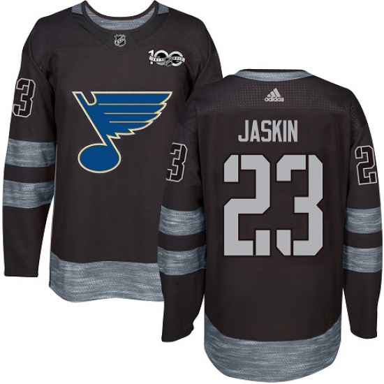 Men's Adidas St. Louis Blues 23 Dmitrij Jaskin Authentic Black 1917-2017 100th Anniversary NHL Jersey