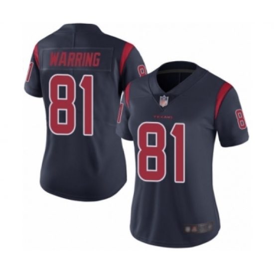 Women's Houston Texans 81 Kahale Warring Limited Navy Blue Rush Vapor Untouchable Football Jersey