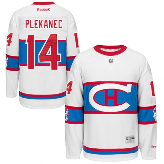 Men's Reebok Montreal Canadiens 14 Tomas Plekanec Premier White 2016 Winter Classic NHL Jersey