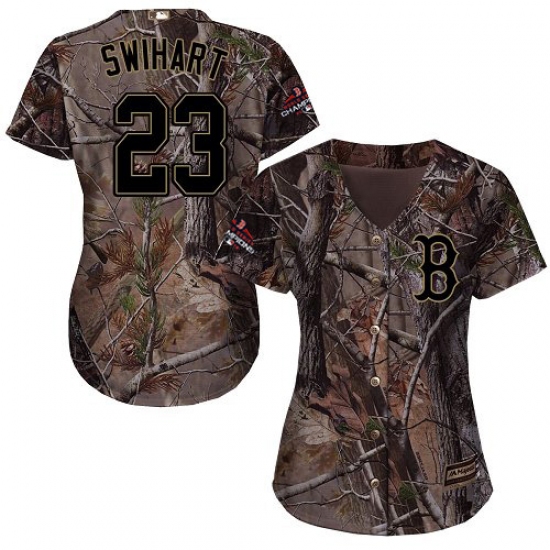 Women's Majestic Boston Red Sox 23 Blake Swihart Authentic Camo Realtree Collection Flex Base 2018 World Series Champions MLB Jersey