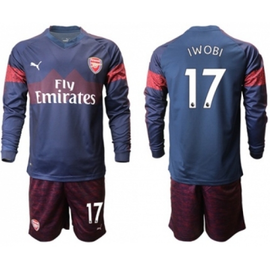 Arsenal 17 Iwobi Away Long Sleeves Soccer Club Jersey