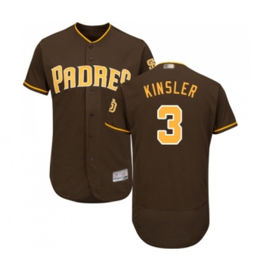 Men's San Diego Padres 3 Ian Kinsler Brown Alternate Flex Base Authentic Collection Baseball Jersey