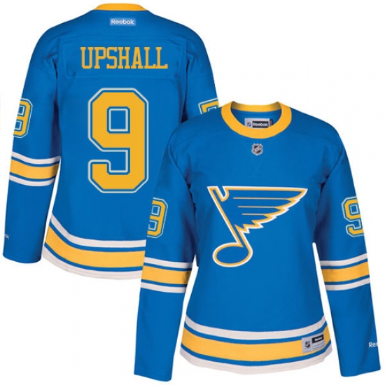 Women's Reebok St. Louis Blues 9 Scottie Upshall Authentic Blue 2017 Winter Classic NHL Jersey