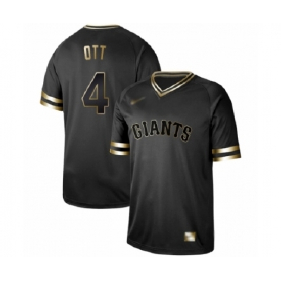 Men's San Francisco Giants 4 Mel Ott Authentic Black Gold Fashion Baseball Jersey