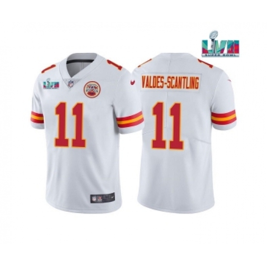 Men's Kansas City Chiefs 11 Marquez Valdes-Scantling White Super Bowl LVII Patch Vapor Untouchable Limited Stitched Jersey