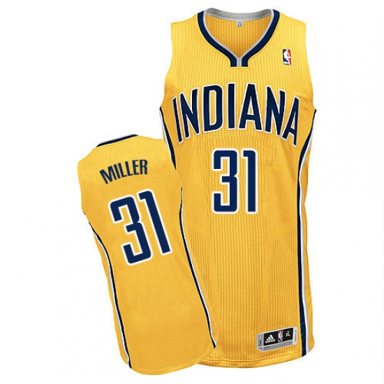 Men's Adidas Indiana Pacers 31 Reggie Miller Authentic Gold Alternate NBA Jersey