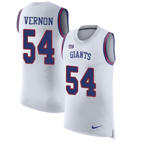 Men's Nike New York Giants 54 Olivier Vernon Limited White Rush Player Name & Number Tank Top NFL Jersey