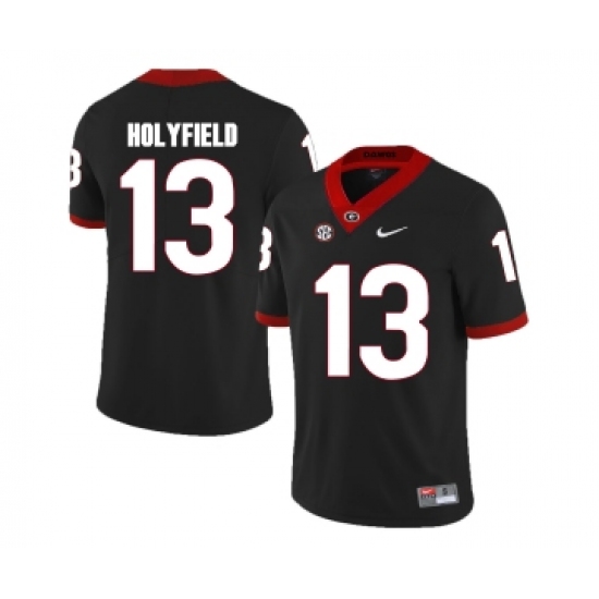 Georgia Bulldogs 13 Elijah Holyfield Black College Football Jersey