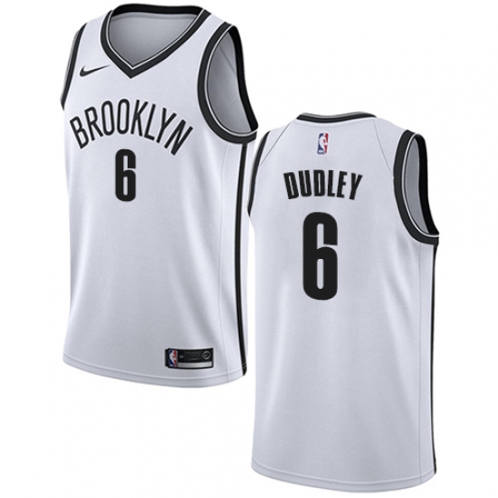 Men's Nike Brooklyn Nets 6 Jared Dudley Swingman White NBA Jersey - Association Edition