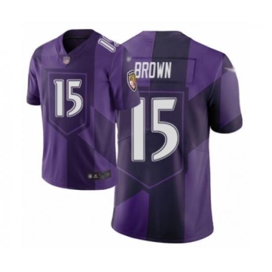 Youth Baltimore Ravens 15 Marquise Brown Limited Purple City Edition Football Jersey