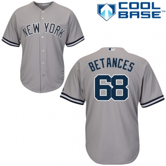 Youth Majestic New York Yankees 68 Dellin Betances Replica Grey Road MLB Jersey