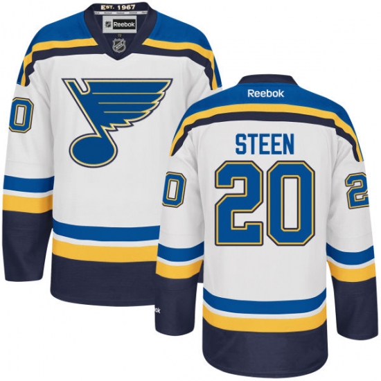 Women's Reebok St. Louis Blues 20 Alexander Steen Authentic White Away NHL Jersey