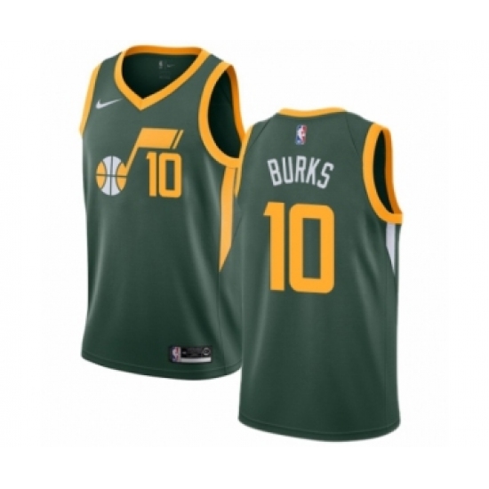 Women's Nike Utah Jazz 10 Alec Burks Green Swingman Jersey - Earned Edition