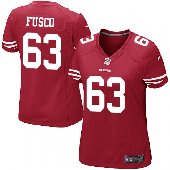 Women's Nike San Francisco 49ers 63 Brandon Fusco Game Red Team Color NFL Jersey