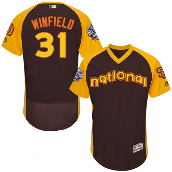 Men's Majestic San Diego Padres 31 Dave Winfield Brown 2016 All-Star National League BP Authentic Collection Flex Base MLB Jersey