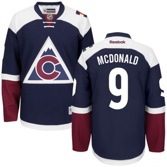 Women's Reebok Colorado Avalanche 9 Lanny McDonald Authentic Blue Third NHL Jersey