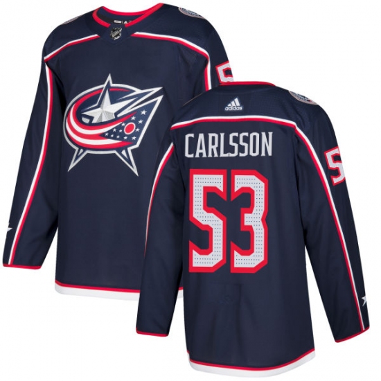 Youth Adidas Columbus Blue Jackets 53 Gabriel Carlsson Authentic Navy Blue Home NHL Jersey