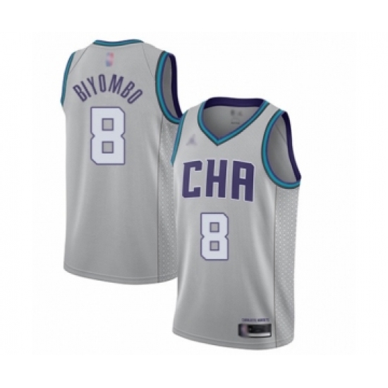 Youth Jordan Charlotte Hornets 8 Bismack Biyombo Swingman Gray Basketball Jersey - 2019 20 City Edition