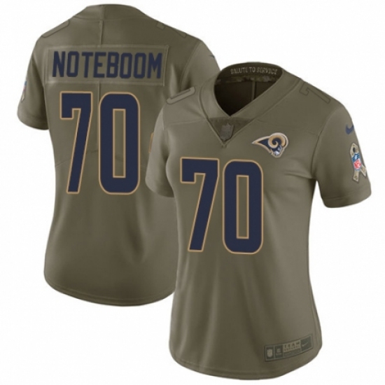 Women's Nike Los Angeles Rams 70 Joseph Noteboom Limited Olive 2017 Salute to Service NFL Jersey