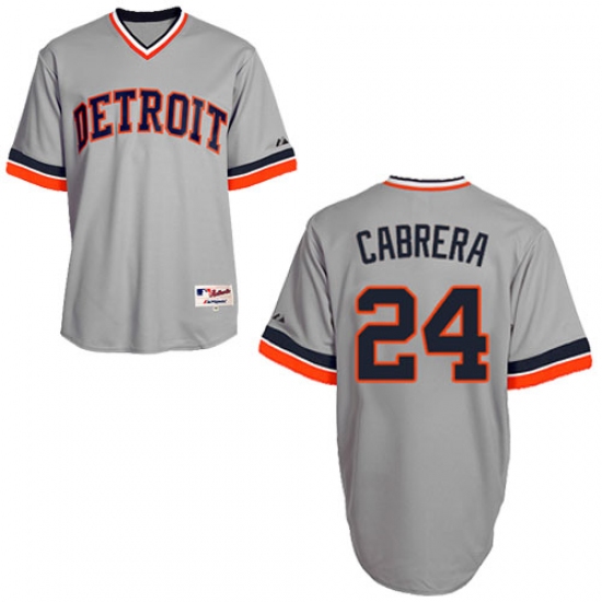 Men's Majestic Detroit Tigers 24 Miguel Cabrera Replica Grey 1970 Turn Back The Clock MLB Jersey