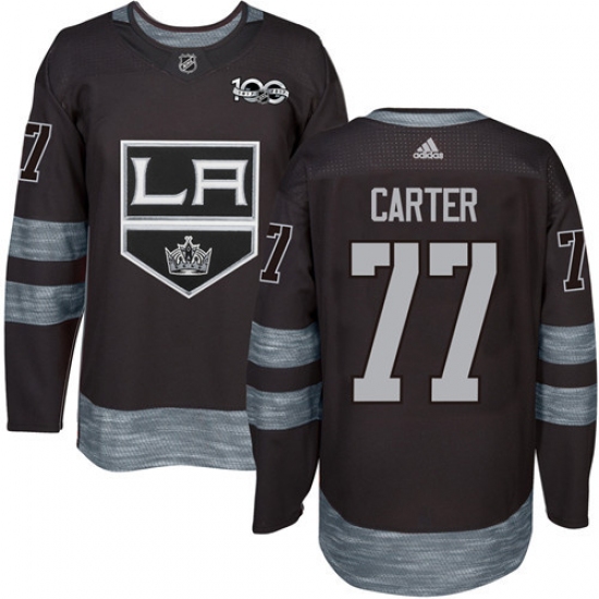 Men's Adidas Los Angeles Kings 77 Jeff Carter Premier Black 1917-2017 100th Anniversary NHL Jersey