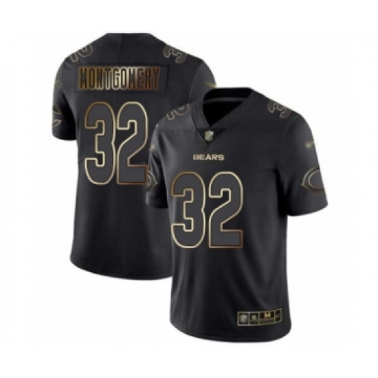 Men's Chicago Bears 32 David Montgomery Black Gold Vapor Untouchable Limited Football Jersey