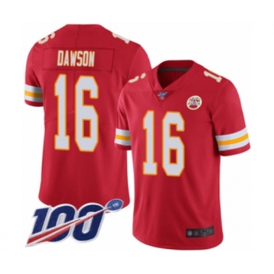Men's Kansas City Chiefs 16 Len Dawson Red Team Color Vapor Untouchable Limited Player 100th Season Football Jersey