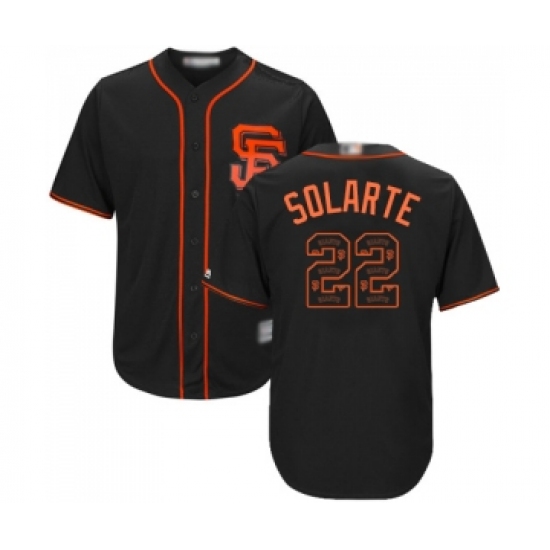 Men's San Francisco Giants 22 Yangervis Solarte Authentic Black Team Logo Fashion Cool Base Baseball Jersey