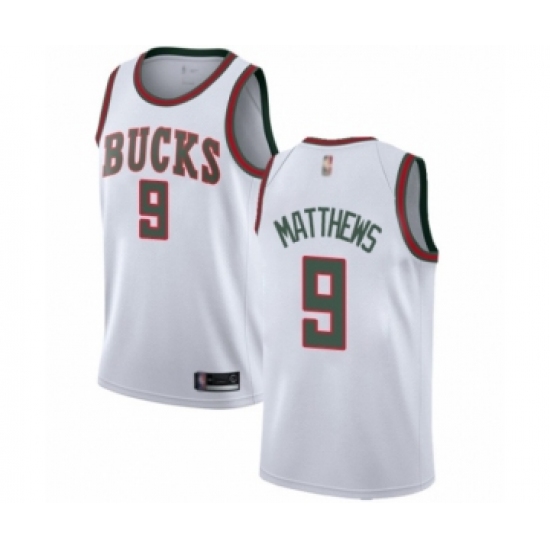 Youth Milwaukee Bucks 9 Wesley Matthews Authentic White Fashion Hardwood Classics Basketball Jersey