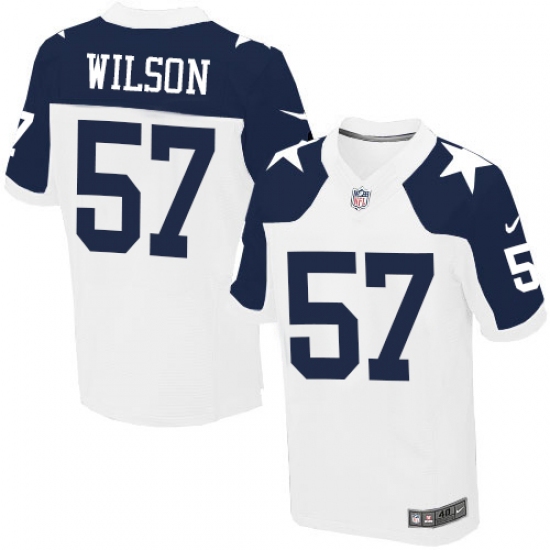 Men's Nike Dallas Cowboys 57 Damien Wilson Elite White Throwback Alternate NFL Jersey