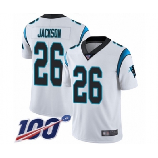 Men's Carolina Panthers 26 Donte Jackson White Vapor Untouchable Limited Player 100th Season Football Jersey