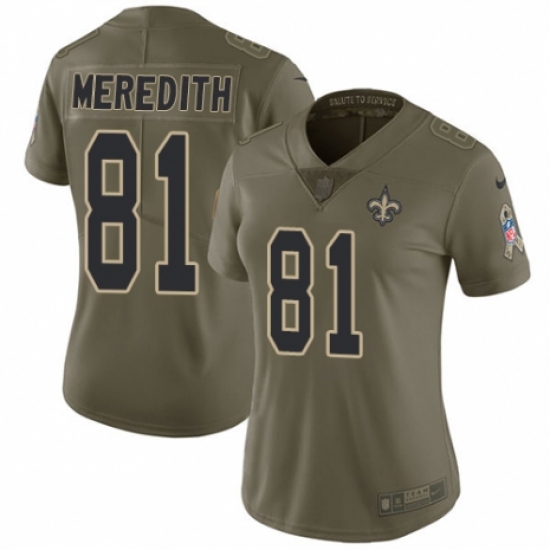 Women's Nike New Orleans Saints 81 Cameron Meredith Limited Olive 2017 Salute to Service NFL Jersey