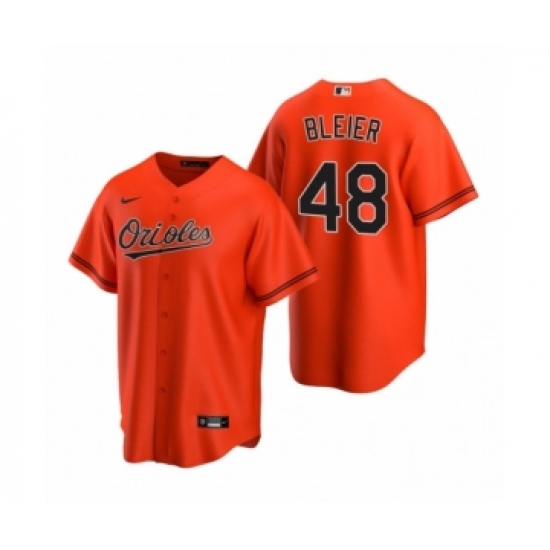 Men's Baltimore Orioles 48 Richard Bleier Nike Orange 2020 Replica Alternate Jersey